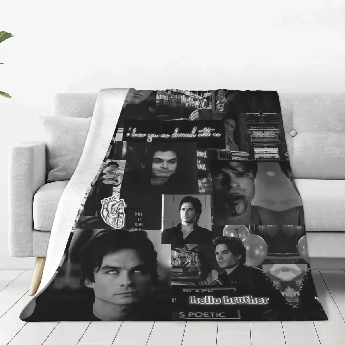 Damon Salvatore The Vampire Diaries Flannel Blankets Vintage