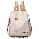 Oxford Backpack Flower Embroidery Women Travel Antitheft Rucksack