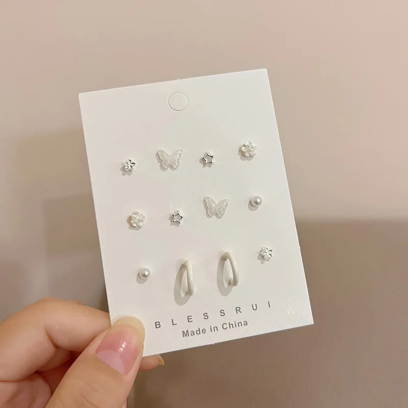 12Pcs 925 Silver Needle Stud Earrings for Women