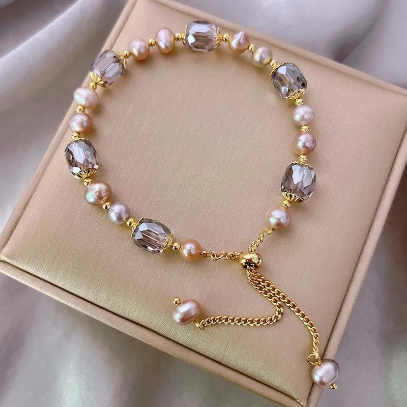 Vintage Purple Imitation Pearl Bracelet for Women Girls