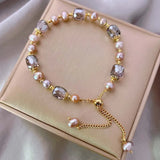Vintage Purple Imitation Pearl Bracelet for Women Girls