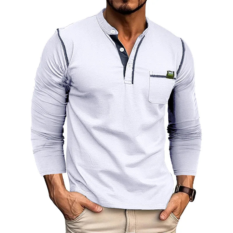 New Spring Polo T Shirt for Men Long