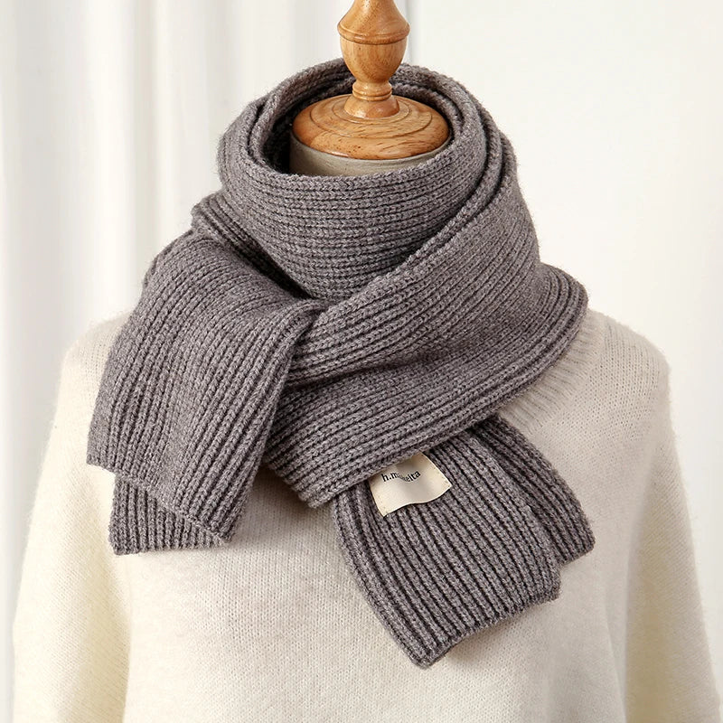 Warm Knitted Wool Soft Scarf Women Solid Korean