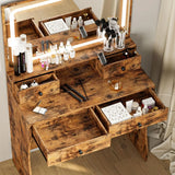 Vanity Desk with Drawers & LED Lighted Mirror