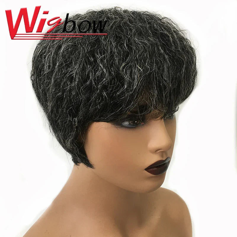 Human Hair Kinky Straight Wig Short Wet And