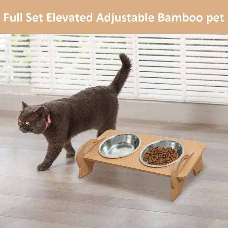 Elevated Cat Bowls Spillproof Tall Double Cat Bowl