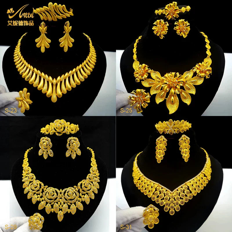 ANIID Indian 24K Gold Color Necklace Set For