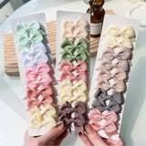 10Pcs/lot Kids Solid Color Ribbon Baby Bows Hair
