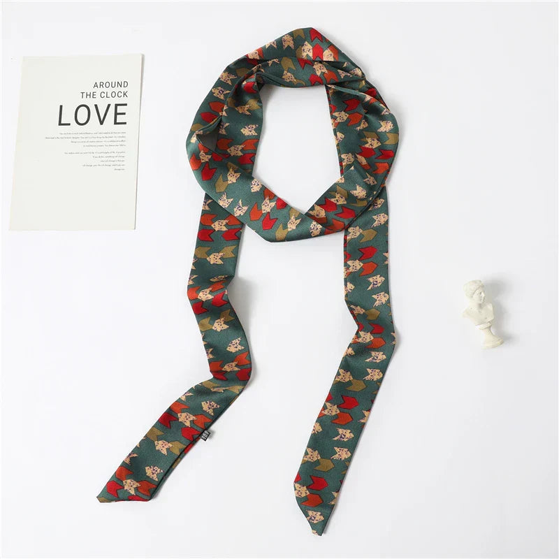 Long Silk Skinny Scarf Women Neck Hair Band