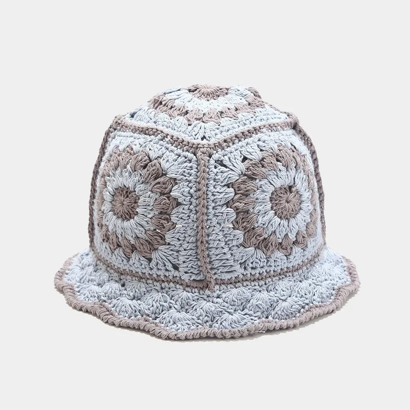 Korean Hand knit Crochet Bucket Hats Spring Summer