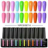 10Pcs Nude Glitter Gel Nail Polish Set Purple