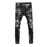 Street Fashion Men Jeans Retro Black Gray Elastic