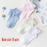 10 Pairs/lot Baby Girls Kids Lace Ruffle Socks