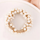 1pc Women Crystal Pearls Hair Rope Handmade Elastic