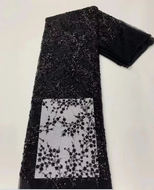 Green French Sequins Net Lace Fabric 2023 High