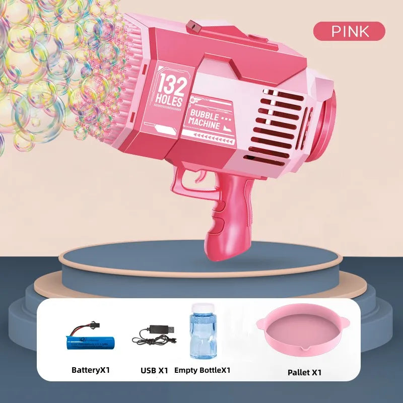 132Hole Rocket Luminous Bubble Gun Gatling Electric Soap