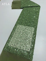 5 Yards Tulle Net African Lace Fabric Beaded