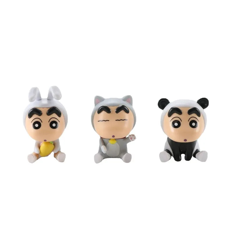 4/6/10pcs Set Crayon Shin-chan Anime Figure Fishing Puppy