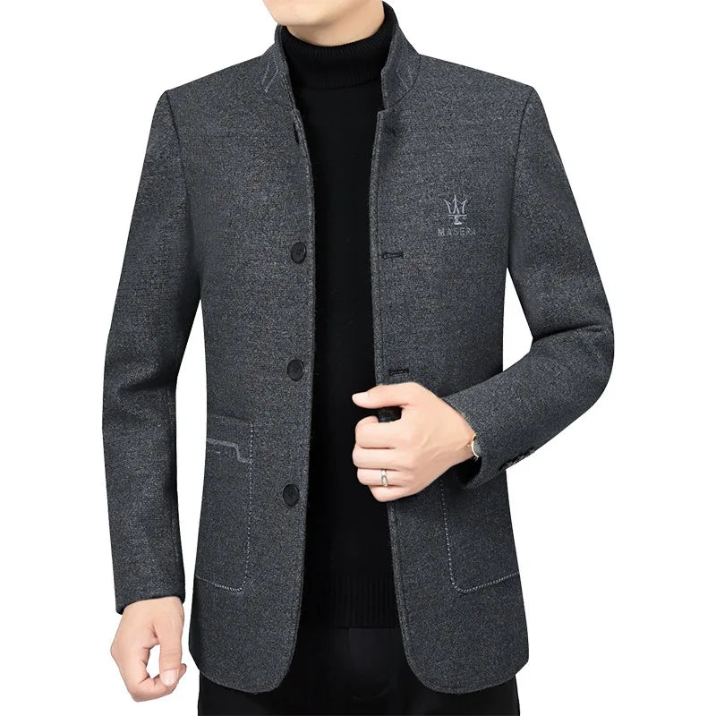 Men Business Casual Woolen Blazers Jackets Wool Suits