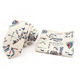 Men Linen Plant Ainmal Ties Set Pocket Handkerchief