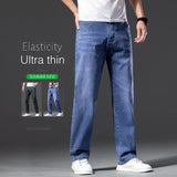 Summer Men's Thin Loose Jeans Classic Straight Gray