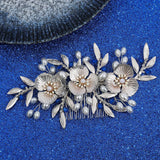 Flower Hair Comb Clip Pin Silver Color Head