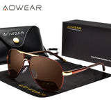 AOWEAR Men's Aviation Sunglasses Men Polarized Mirror Sunglass