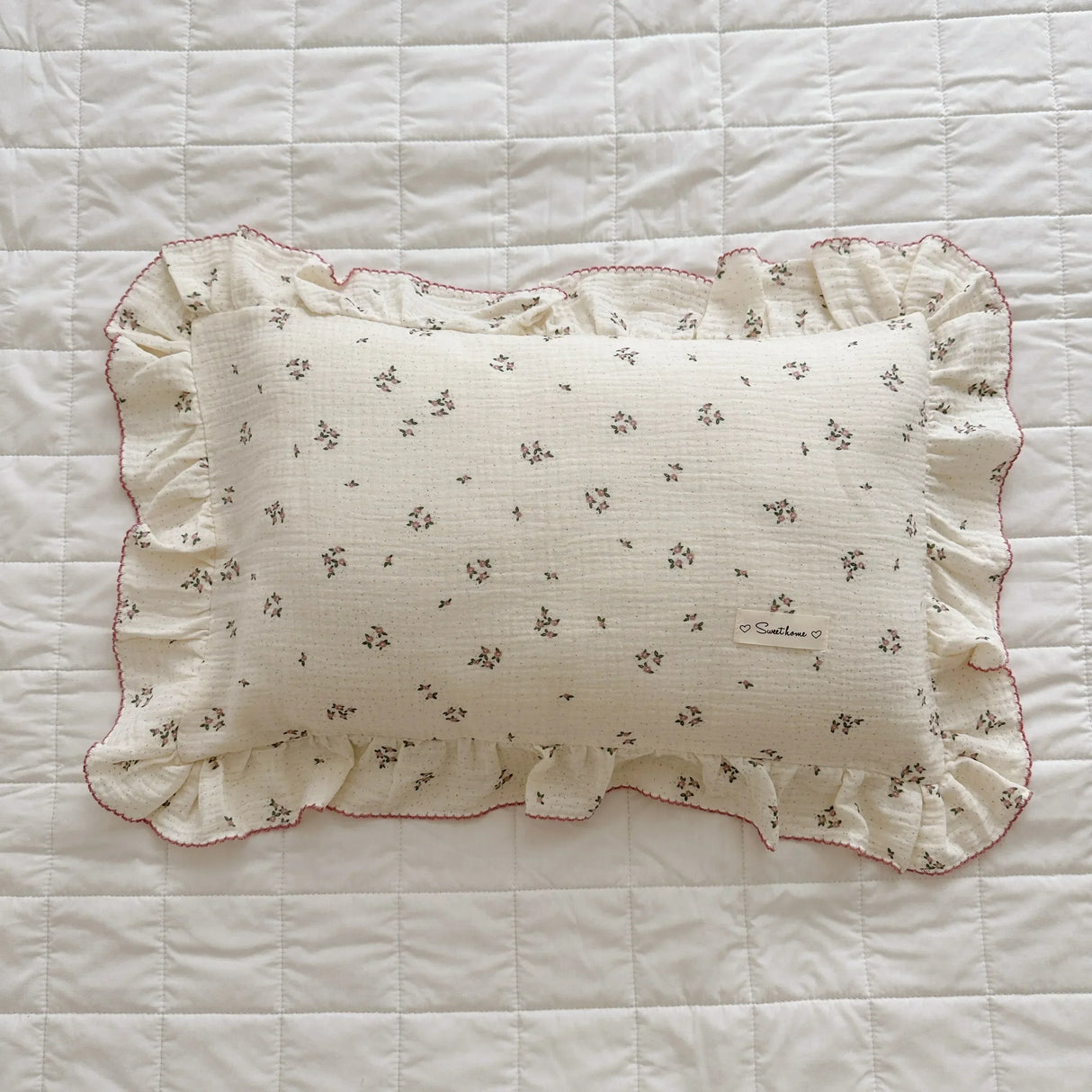 Cotton Muslin Baby Pillowcase Floral Print Newborn Pillow