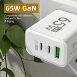 65W 3 Ports GaN USB PD Charger Fast