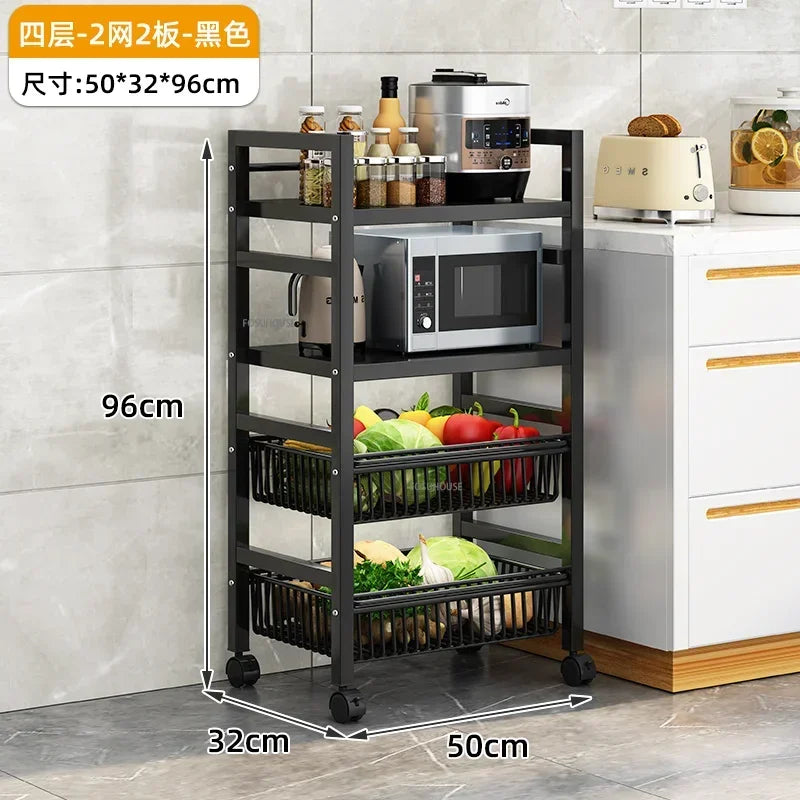 Home Kitchen Trolley Multifunction Oven Microwave Cart Moving