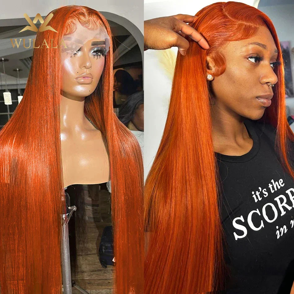 Ginger Orange Lace Front Human Hair Wigs 13x4