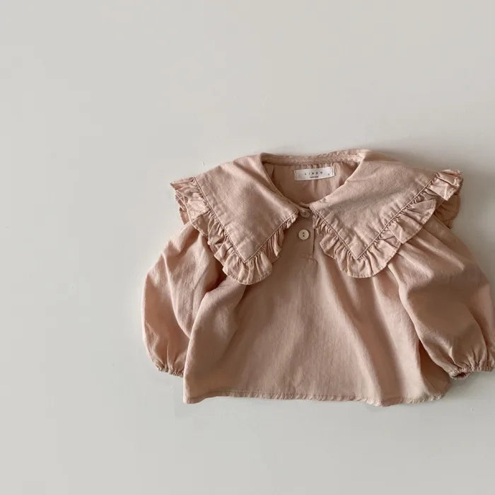 2024 Spring New Girls Large Lapel Shirts Children
