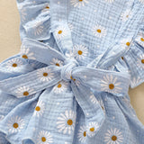 0-18M Newborn Girls Floral Jumpsuits Cotton Sleeveless Ruffles