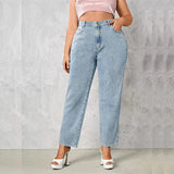 Plus Size Women Jeans Autumn Dark Blue 175cm