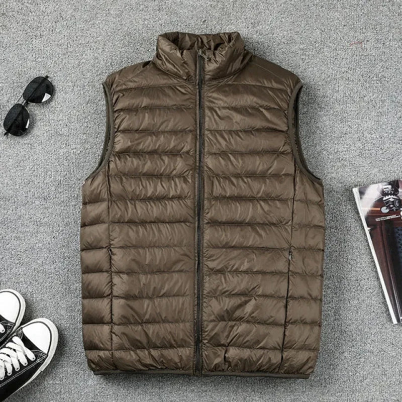 2024 New Winter stand collar Men's Vest White