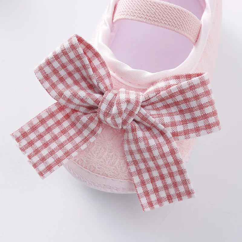 0~18M Cute Bowknot Newborn Baby Shoes Headband Set