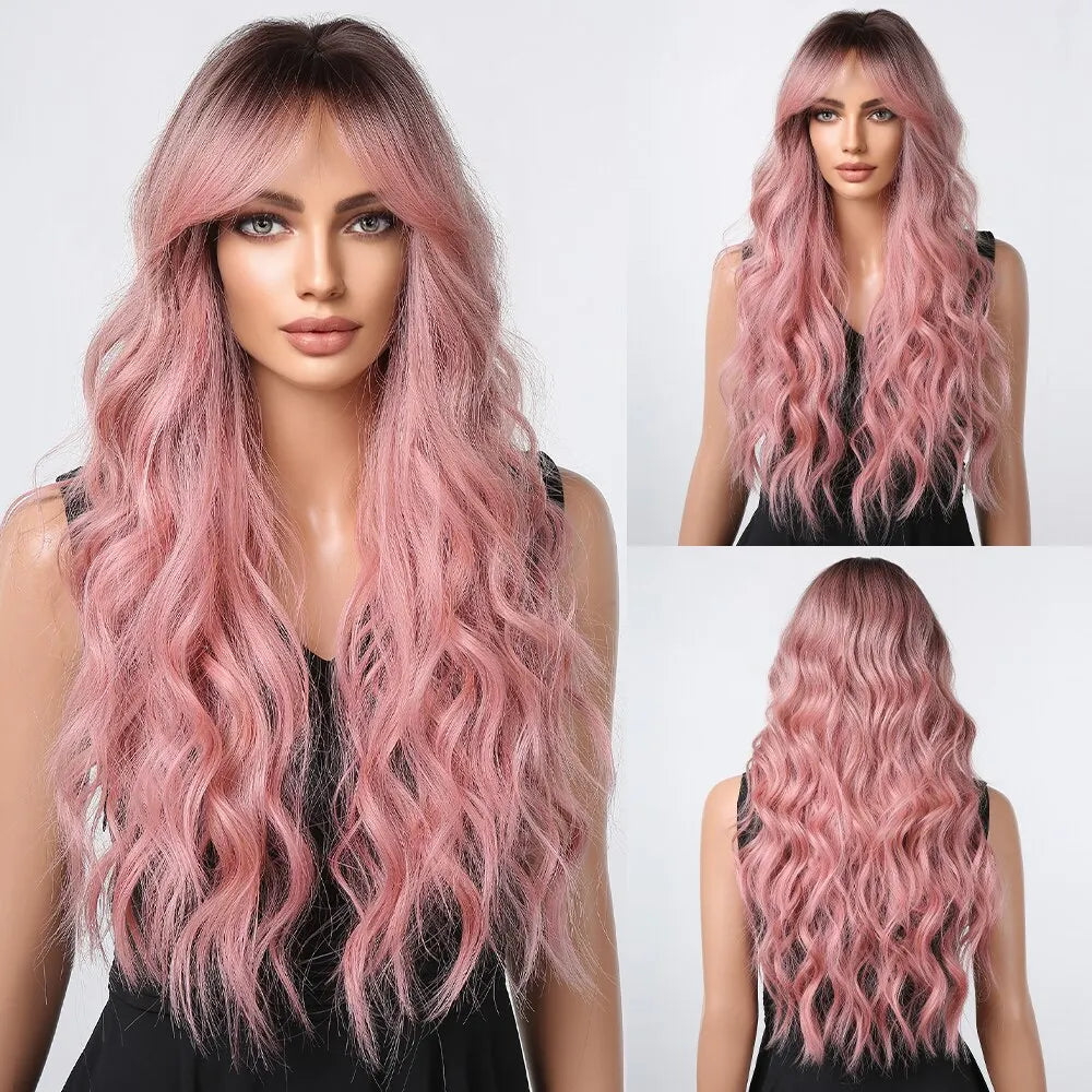 Ginger Curly Synthetic Wigs for Women Long Natural