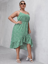 Plus Size Elegant Summer Sleeveless Ruffle Hem Party