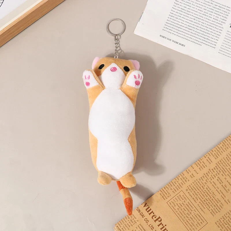 16CM New Long Cat Plush Toy Keychain Cute