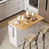 Rolling Kitchen Island Cart With Folding Drop Leaf