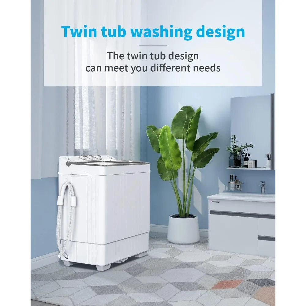 26lbs Compact Twin Tub Portable Washing Machine, Mini