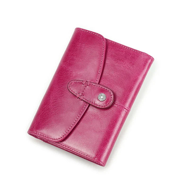 Contact'S Genuine Leather ID Credit Cards Holder Wallets Small Wallet Women Rose Fashion Hasp Trifold Purse with Coin Pocket