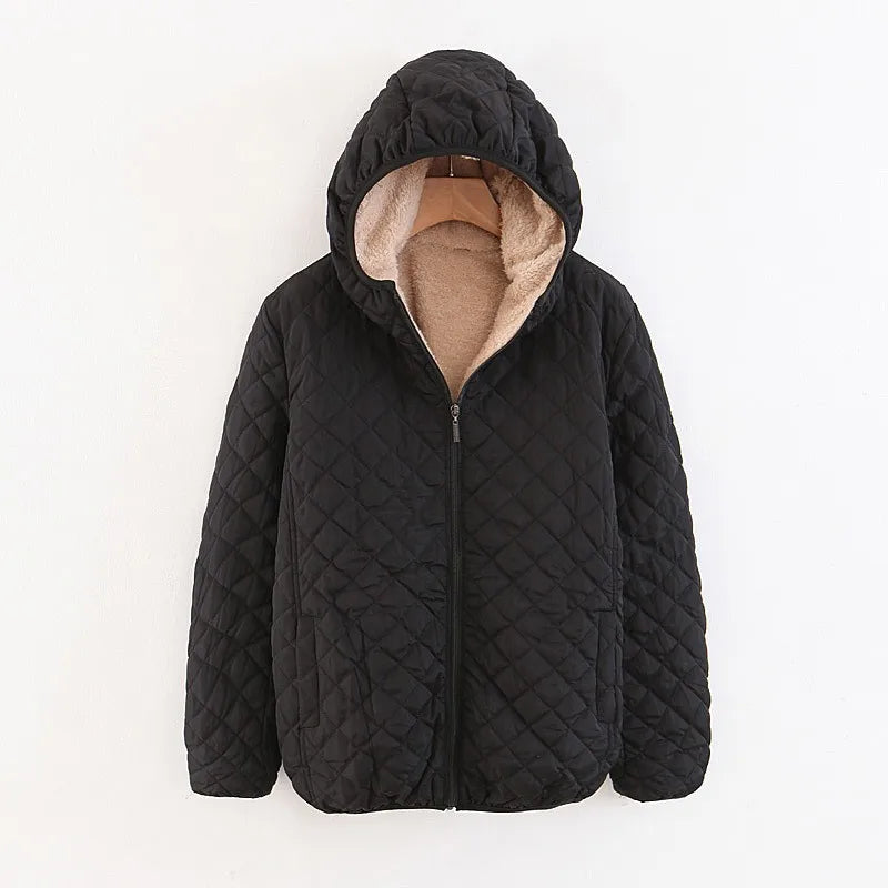 Over Size Womens Long-Sleeve Zipper Front Hoode Warm