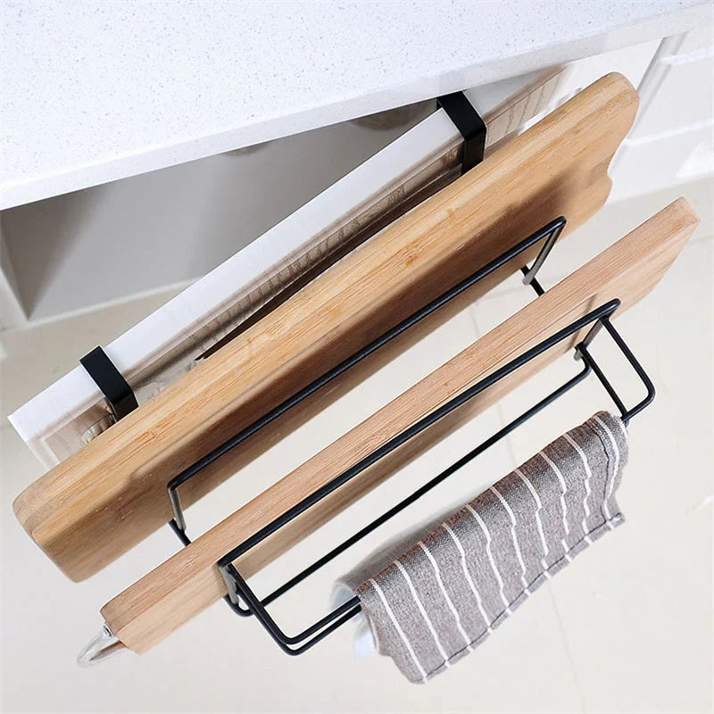 Stainless Steel Double Layer Cabinet Shelf Towel Holder