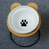 New High-end Pet Bowl Bamboo Shelf Ceramic Feeding