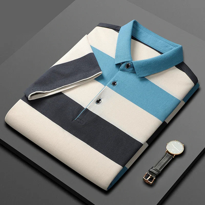Upscale New Summer Brand Striped Men's Designer Polo