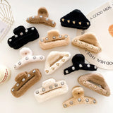 Autumn Winter Retro Oversized Geometric Plush Hair Clip