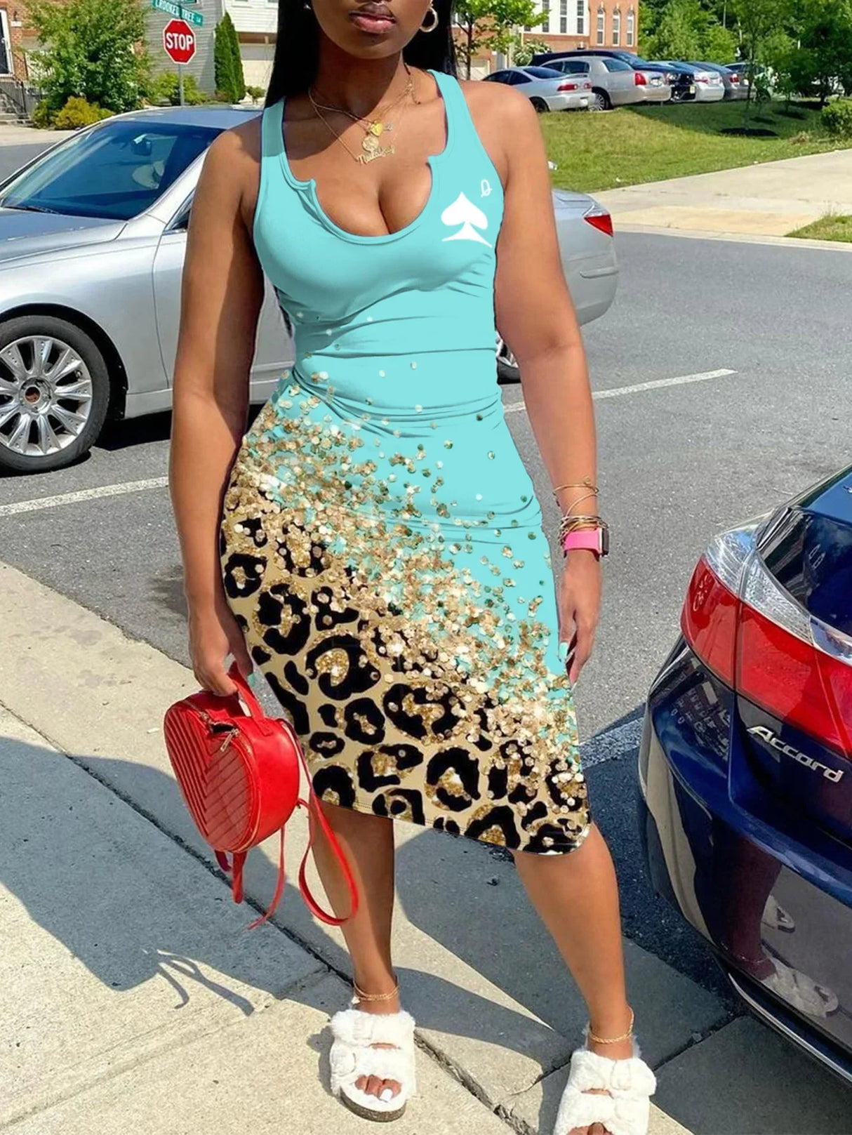 LW Plus Size Leopard Letter Print Bodycon Cami