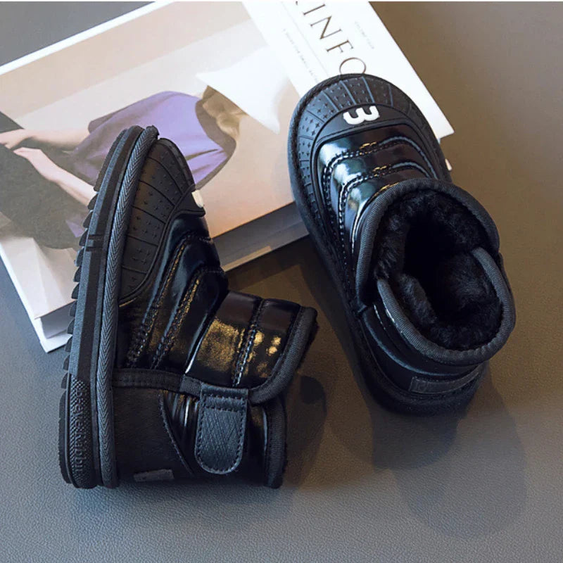 Kids Waterproof Leather Snow Boots 2024 Winter New