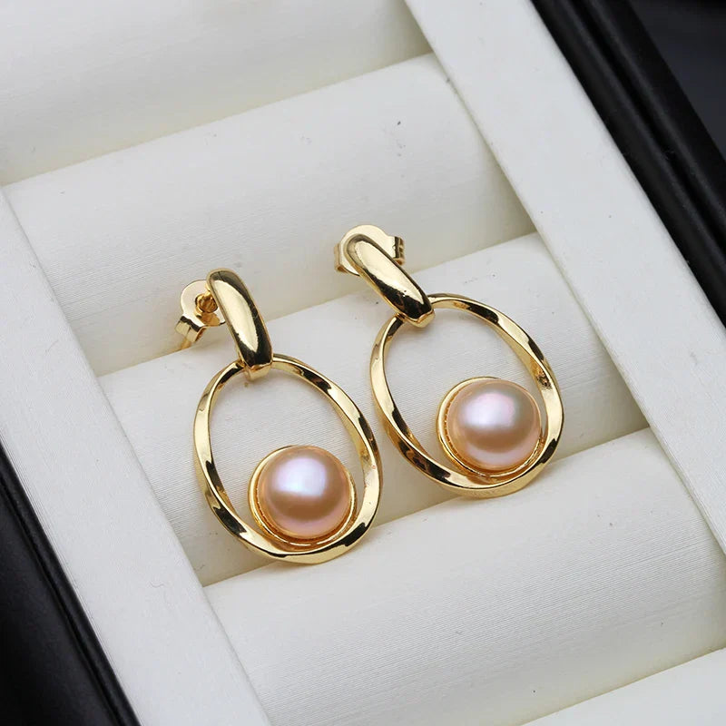 Fashion Natural Pearl Earring 925 Sterling Silver,Freshwater Pearl